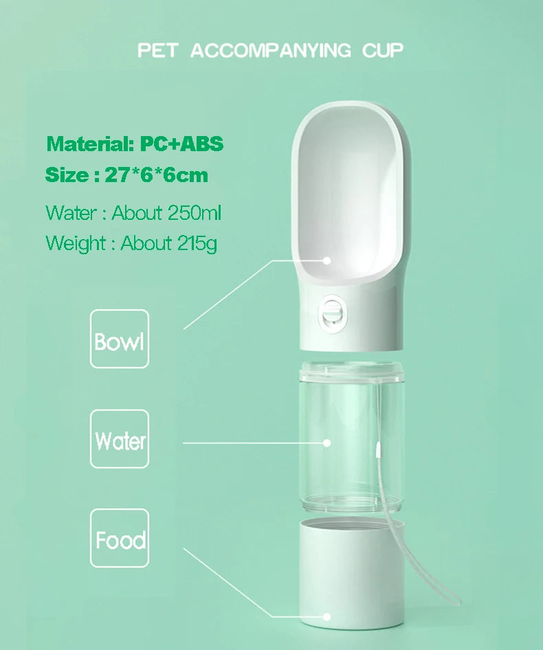 2-in-1 Pet Travel Water Bottle & Food Dispenser