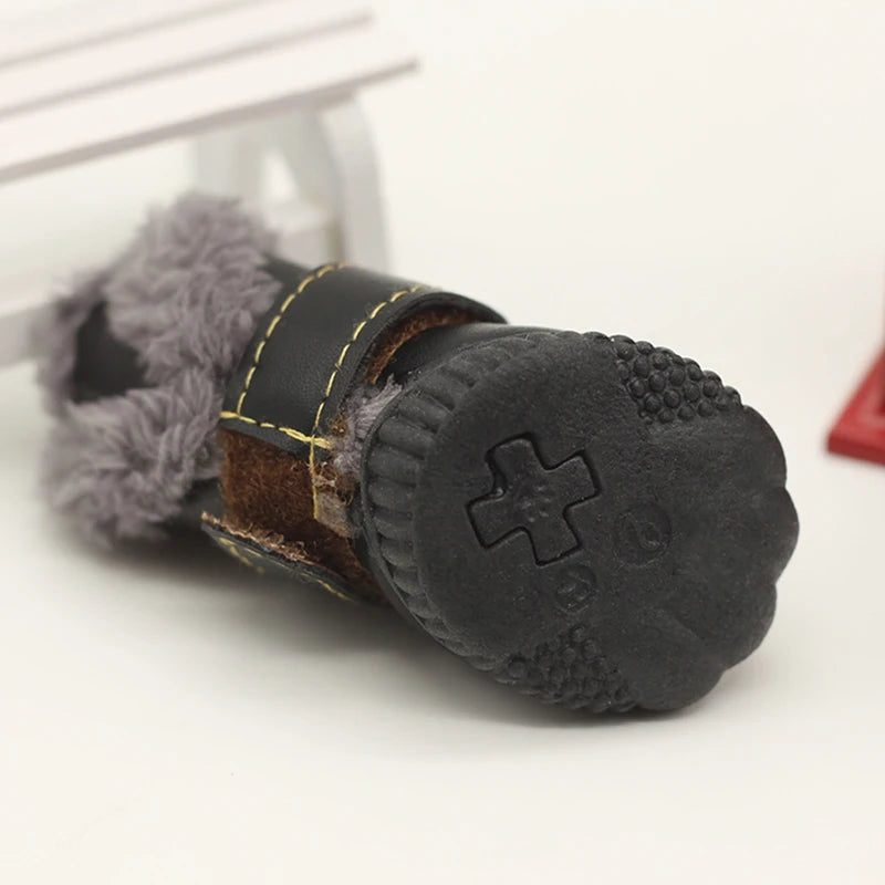 Waterproof Winter Dog Boots – Warm Anti-Slip Cotton Shoes for Small Dogs (Set of 4)