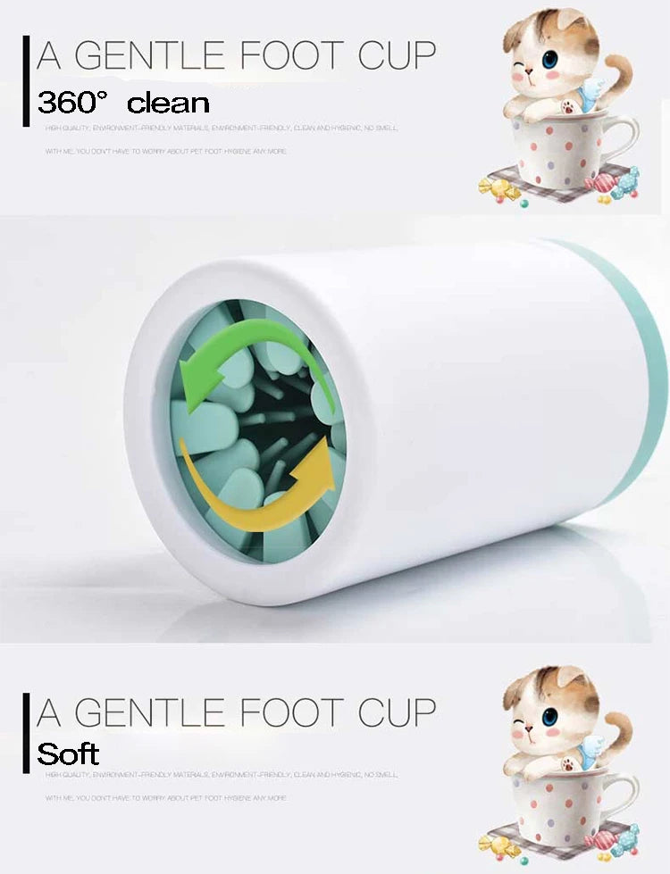 Portable Pet Paw Cleaner Cup with Soft Silicone Brush for Dogs & Cats