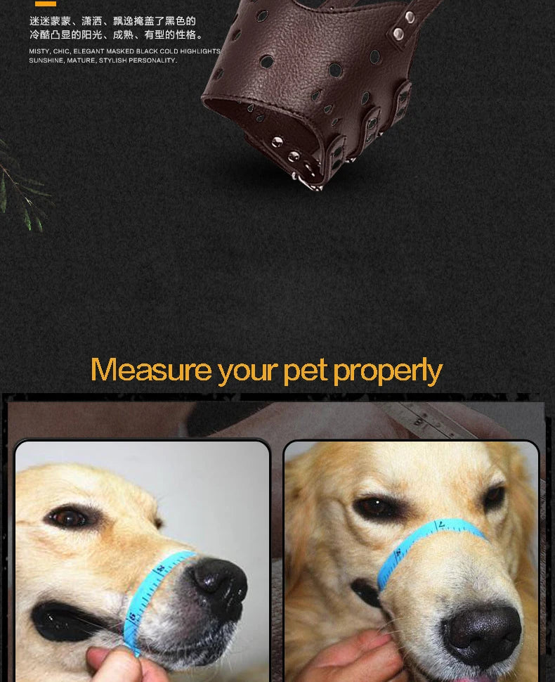Adjustable Breathable Leather Dog Muzzle
