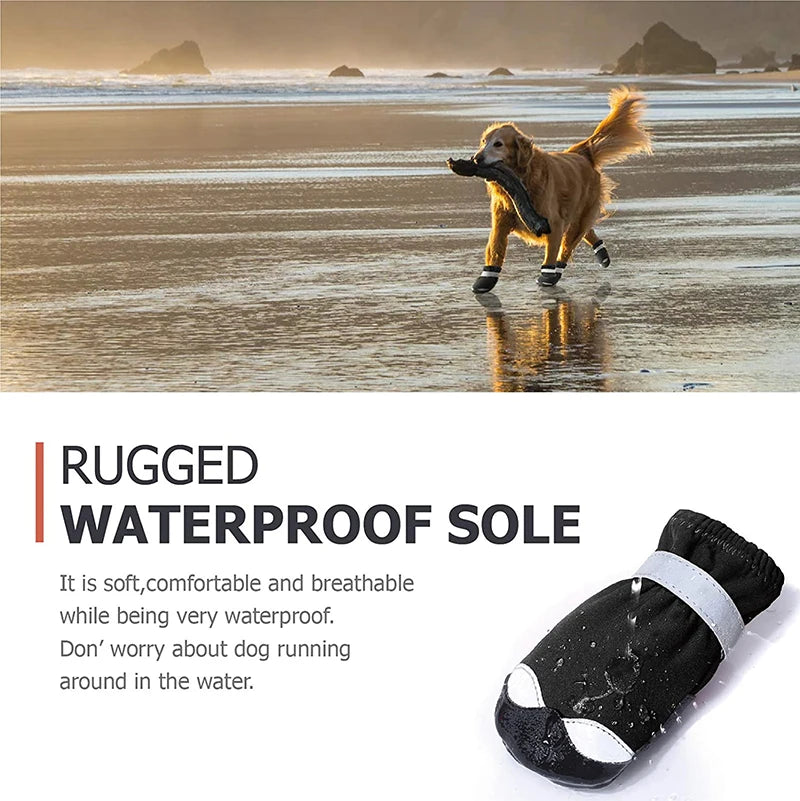 Waterproof Reflective Dog Boots with PVC Soles