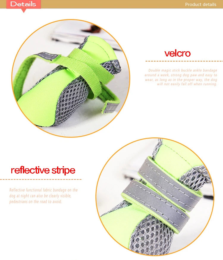 Breathable Reflective Dog Walking Boots – Set of 4
