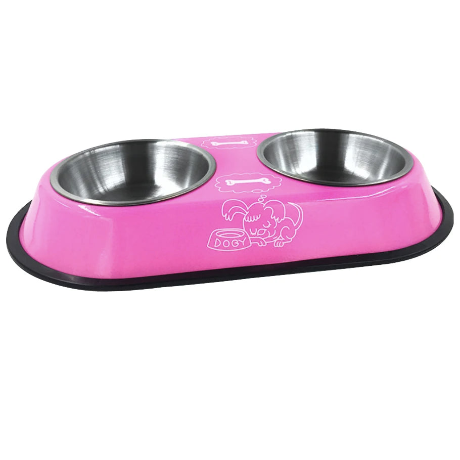 Stainless Steel Double Bowl Feeding Station for Dogs & Cats