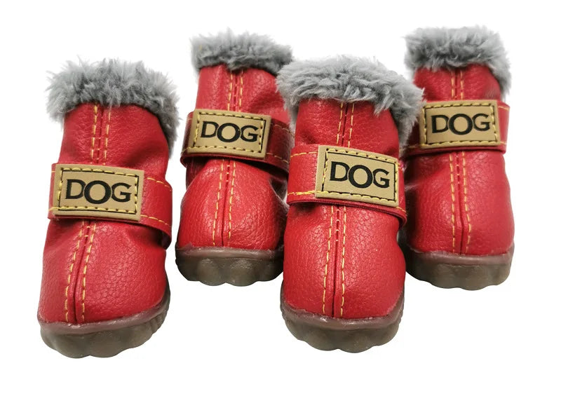 Waterproof Winter Dog Boots – Warm Anti-Slip Cotton Shoes for Small Dogs (Set of 4)