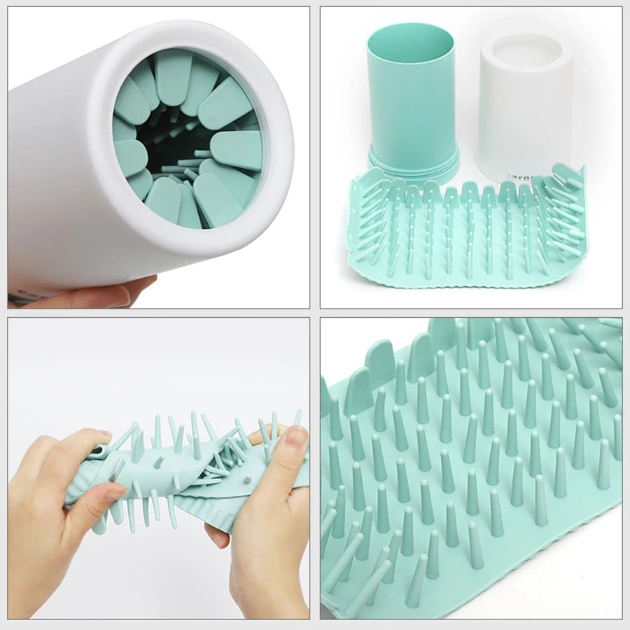 Portable Pet Paw Cleaner Cup with Soft Silicone Brush for Dogs & Cats