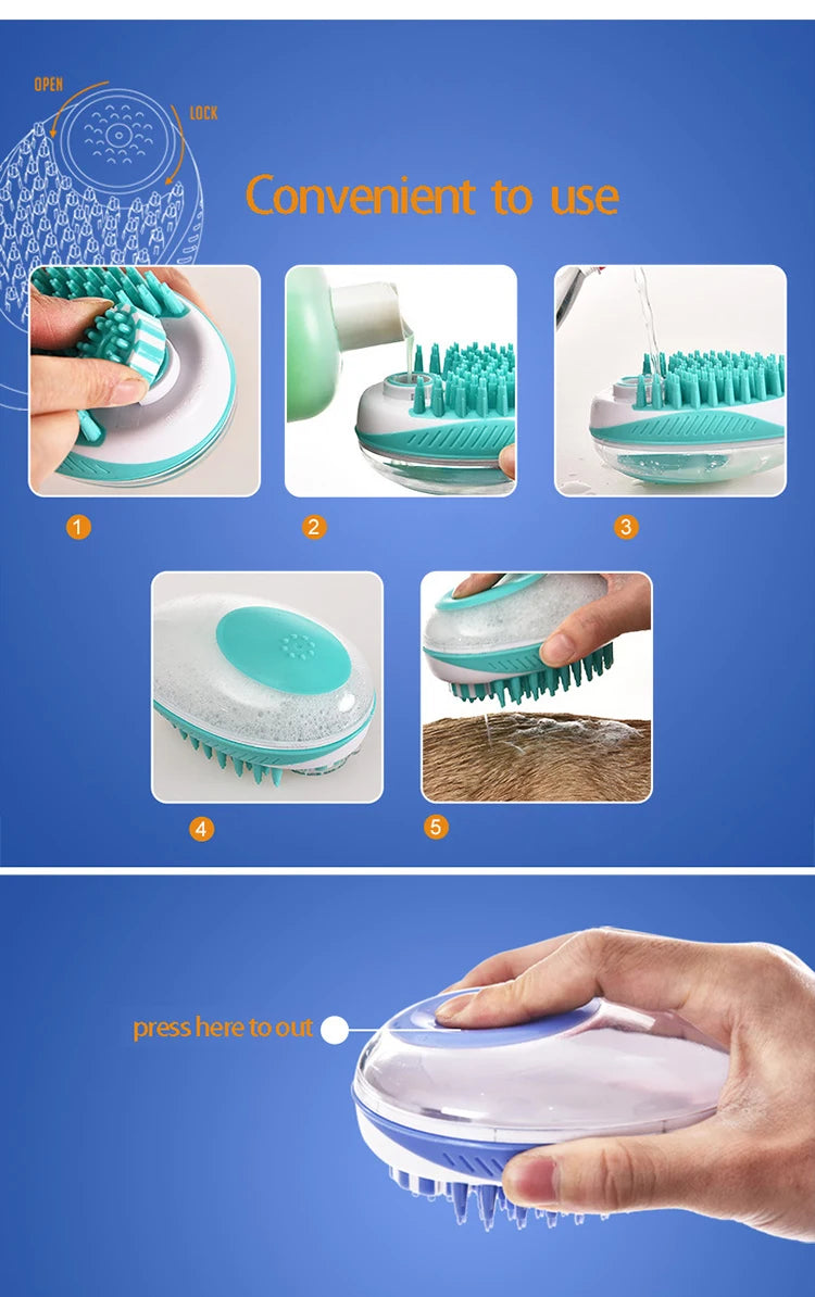 2-in-1 Silicone Pet Bath Brush & Massage Comb