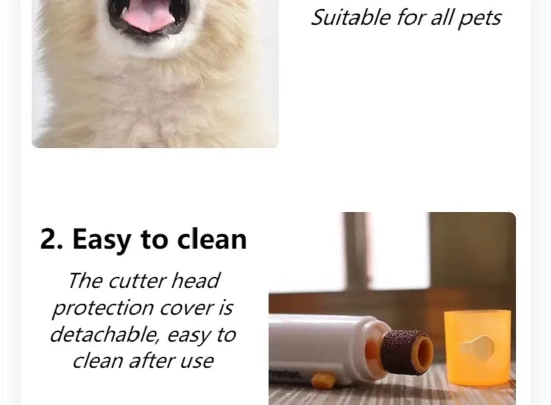 Electric Pet Nail Grinder – Quiet Low-Vibration Claw Trimmer for Cats & Dogs