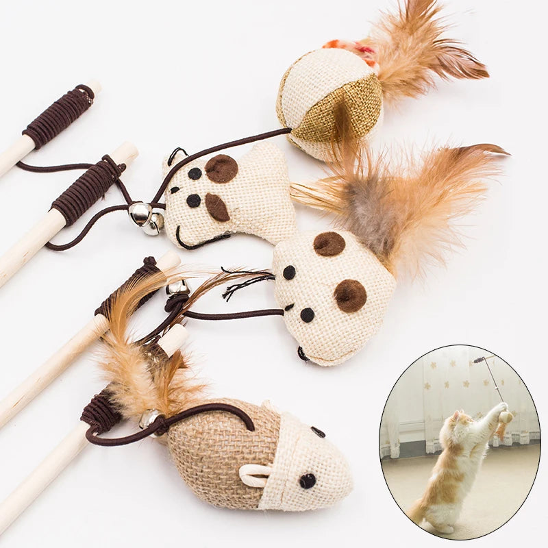 Feather Wand Cat Teaser Toy