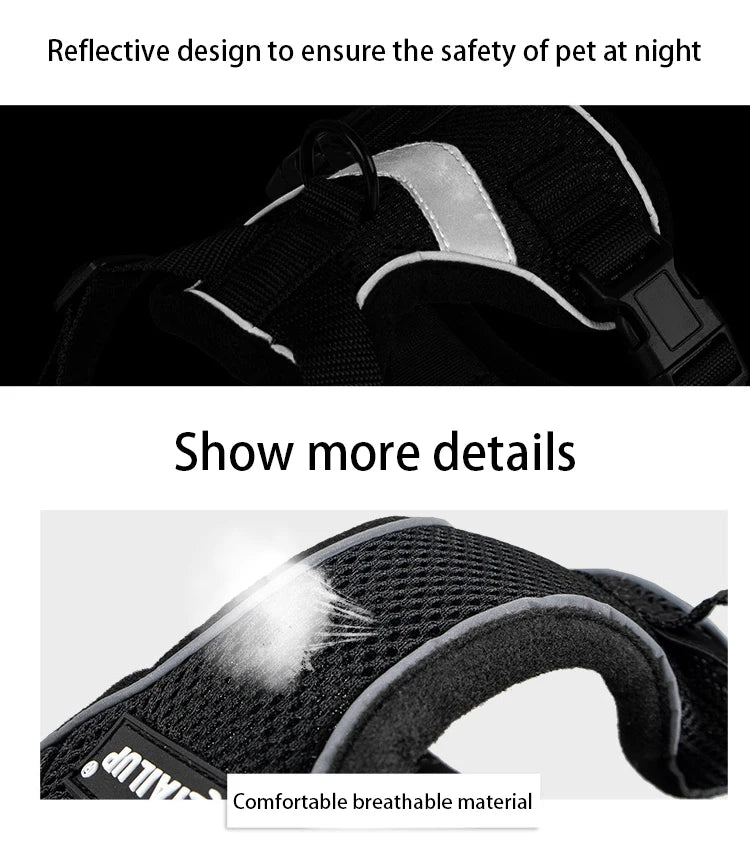 Breathable Escape-Proof Pet Harness Vest with Reflective Strips