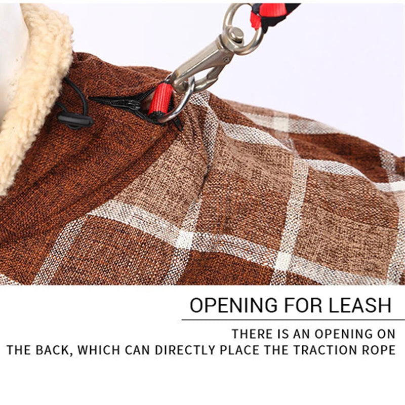 Plaid Fleece Winter Jacket for Medium & Large Dogs