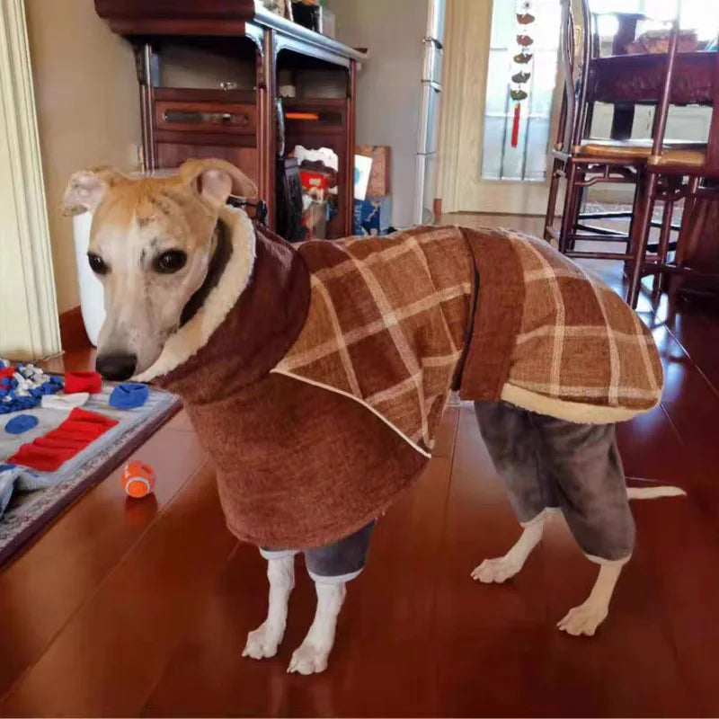 Plaid Fleece Winter Jacket for Medium & Large Dogs