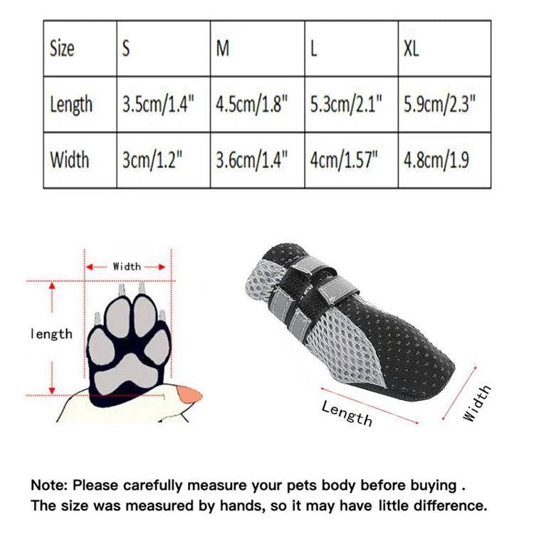 Breathable Reflective Dog Walking Boots – Set of 4