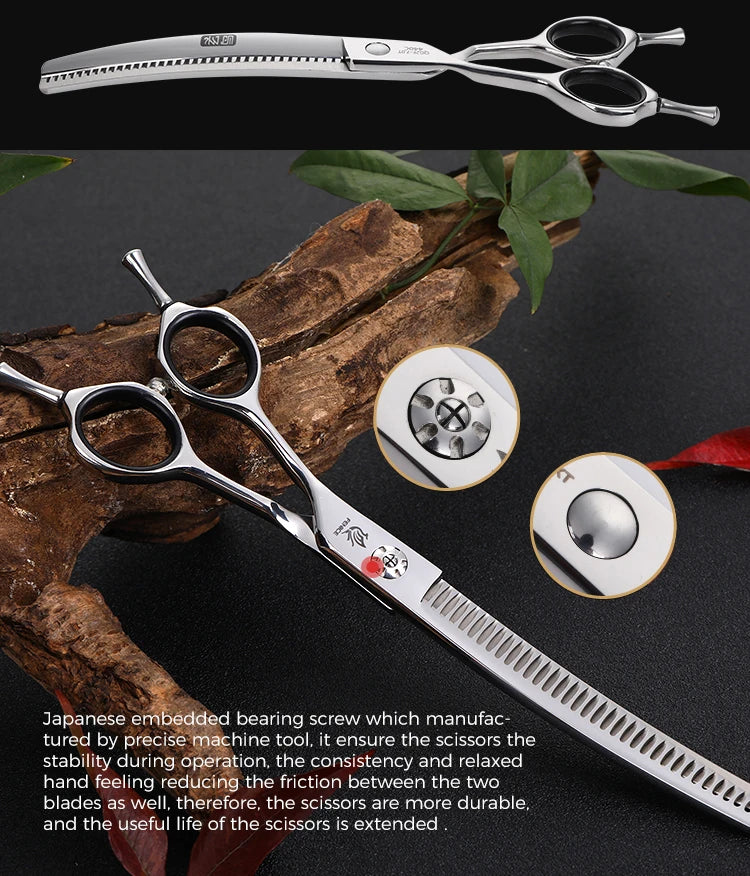 Fenice 7" Professional Left-Handed Dog Grooming Scissors – JP 440C Stainless Steel