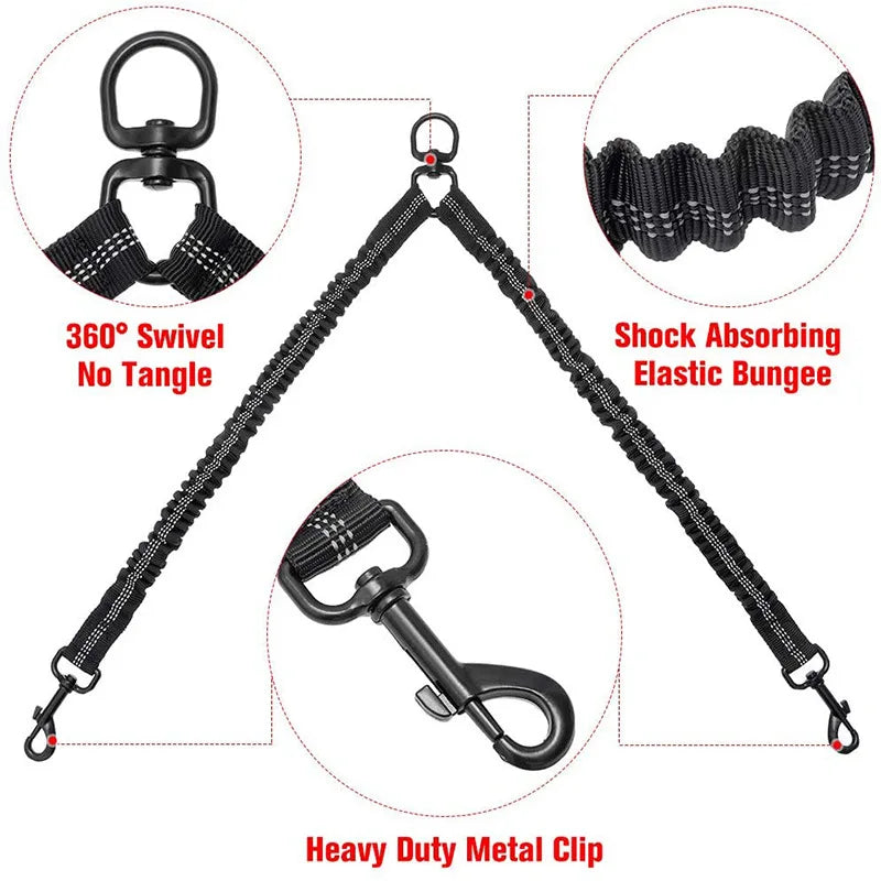 Dual Dog Coupler Leash – Walk 2 Dogs at Once