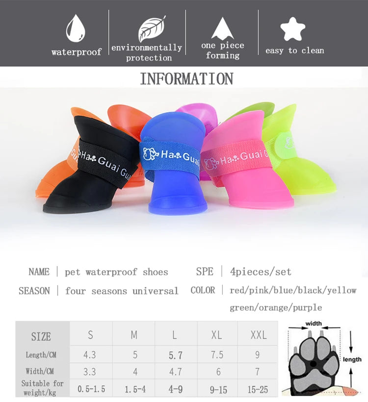 Silicone Waterproof Dog Rain Boots