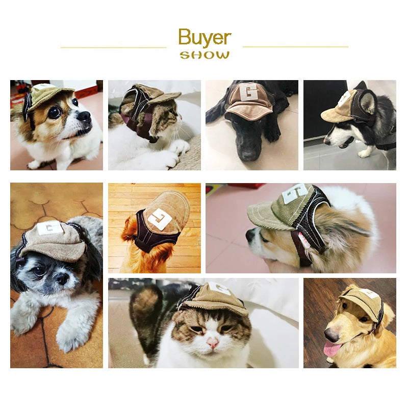 Breathable Dog Baseball Cap with Ear Holes