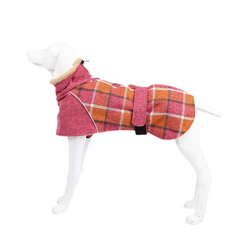 Plaid Fleece Winter Jacket for Medium & Large Dogs