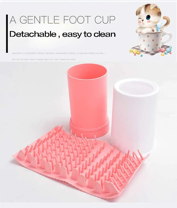 Portable Pet Paw Cleaner Cup with Soft Silicone Brush for Dogs & Cats