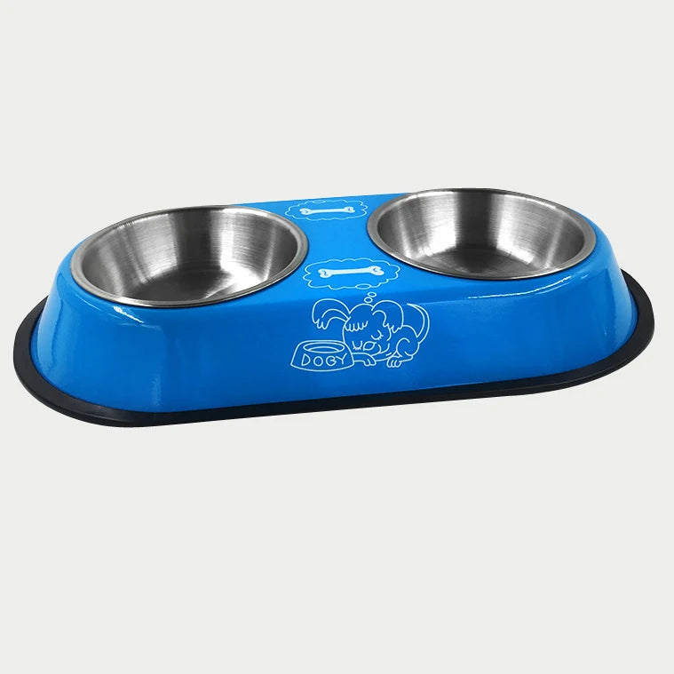 Stainless Steel Double Bowl Feeding Station for Dogs & Cats