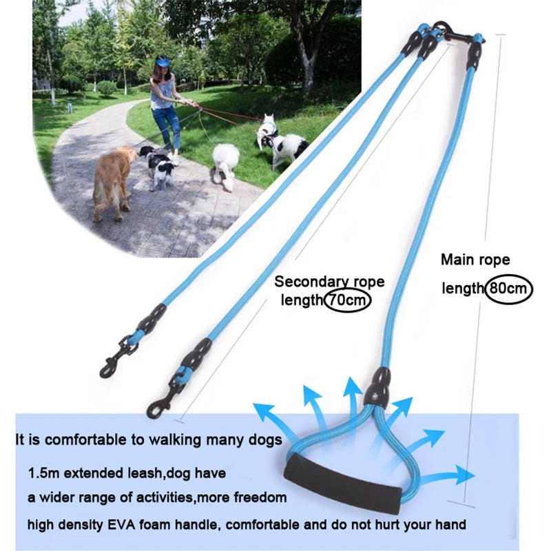 Multi-Dog Coupler Leash – Walk 2, 3 or 4 Dogs at Once