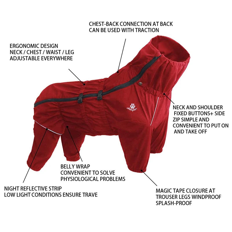 Waterproof Warm Reflective Dog Jumpsuit Coat