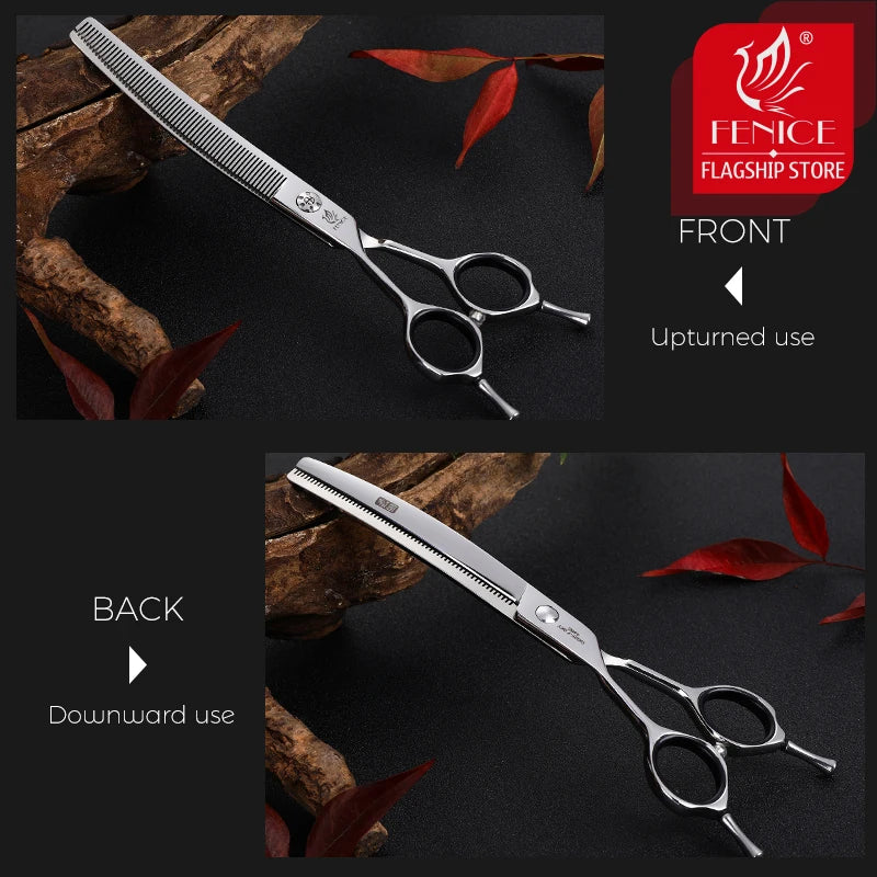 Fenice 7" Professional Left-Handed Dog Grooming Scissors – JP 440C Stainless Steel