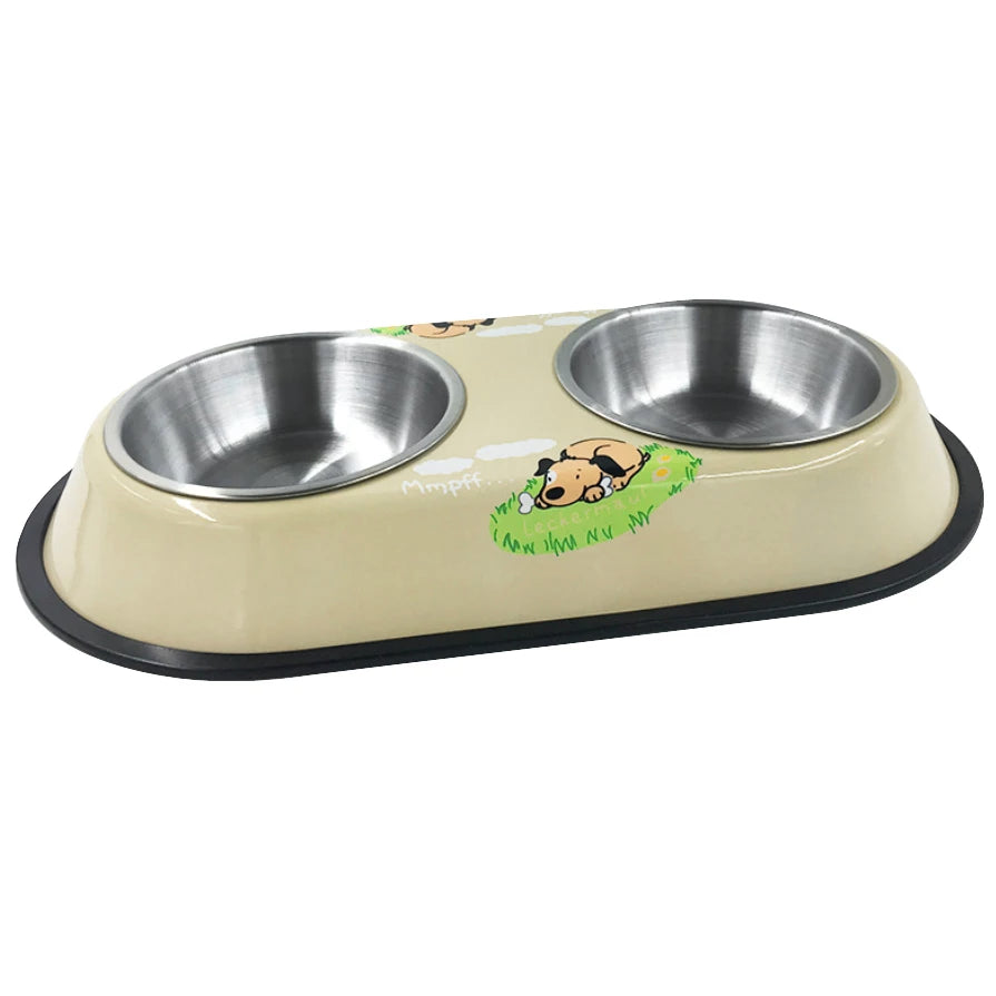 Stainless Steel Double Bowl Feeding Station for Dogs & Cats