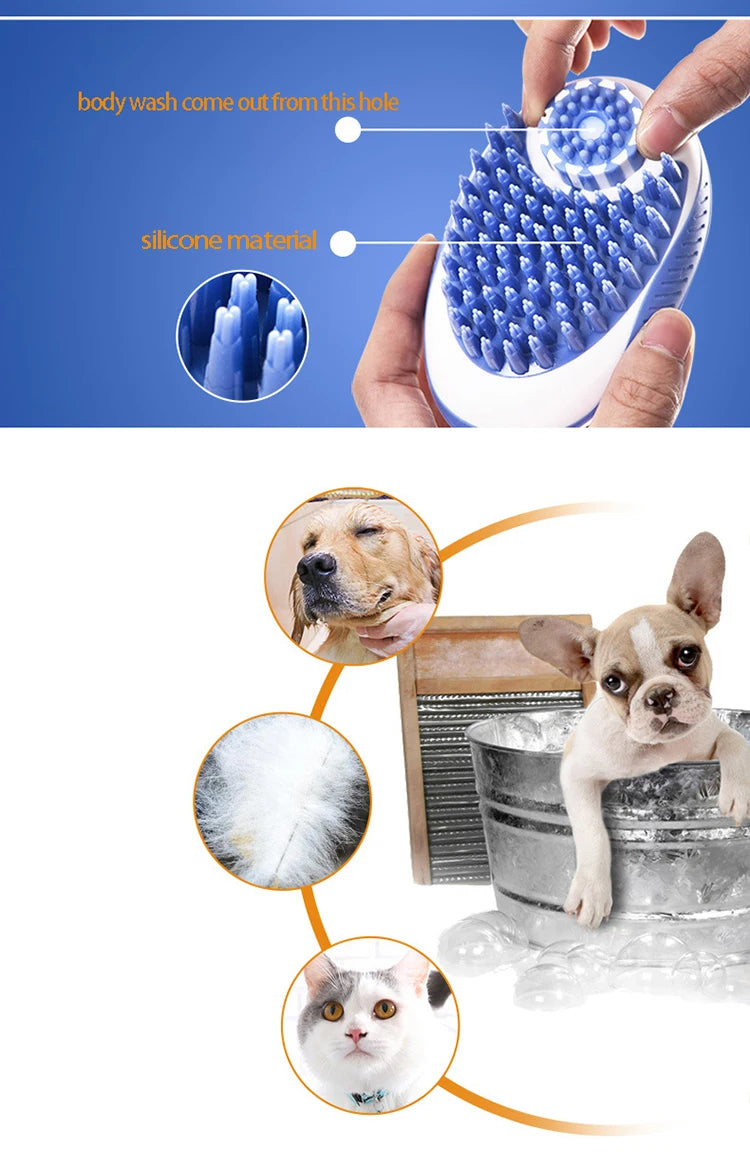 2-in-1 Silicone Pet Bath Brush & Massage Comb
