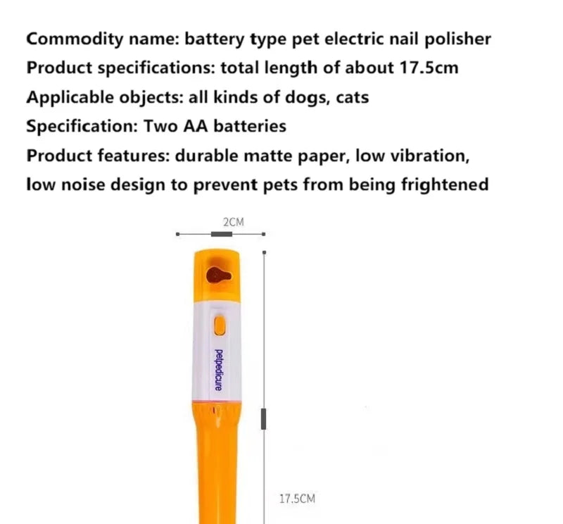 Electric Pet Nail Grinder – Quiet Low-Vibration Claw Trimmer for Cats & Dogs
