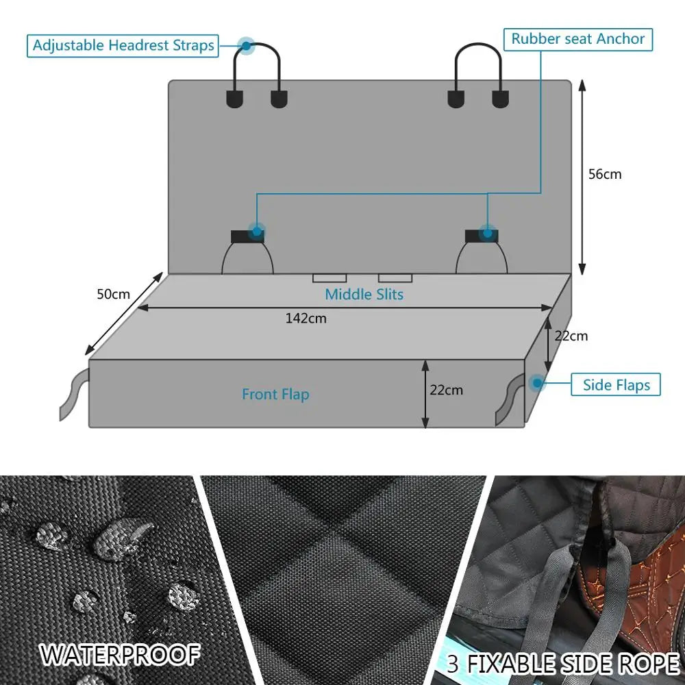 Waterproof Dog Car Seat Cover with Armrest Access — Travel Mattress & Protector