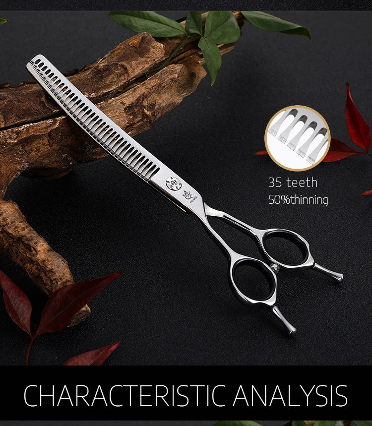 Fenice 7" Professional Left-Handed Dog Grooming Scissors – JP 440C Stainless Steel