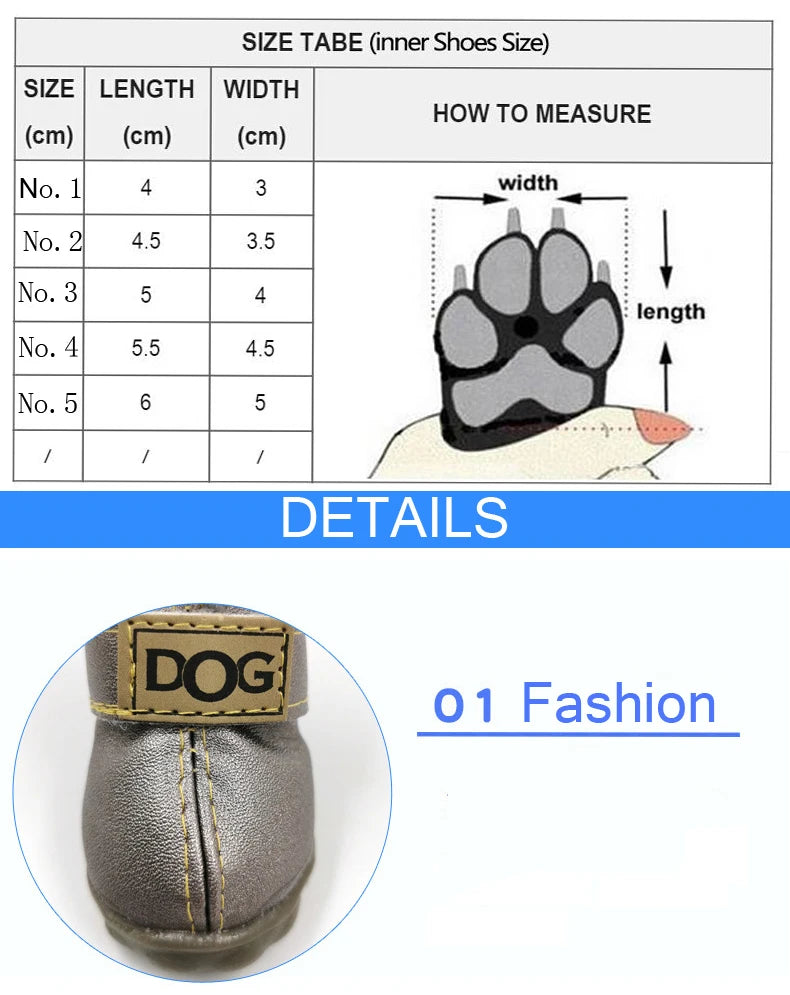 Waterproof Winter Dog Boots – Warm Anti-Slip Cotton Shoes for Small Dogs (Set of 4)