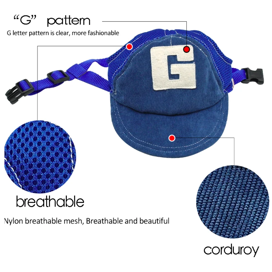 Breathable Dog Baseball Cap with Ear Holes