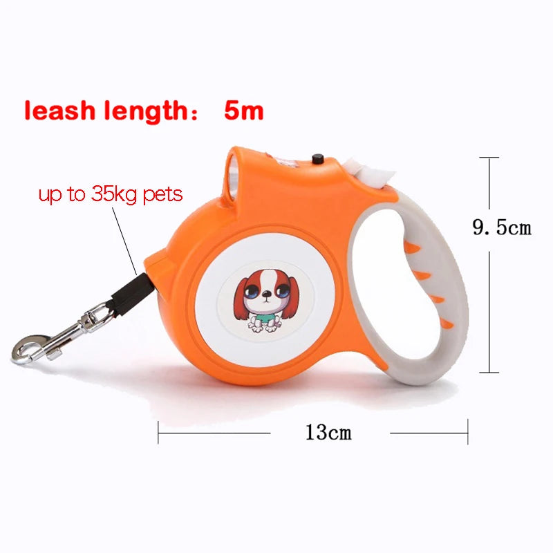 Retractable Dog Leash with Detachable LED Flashlight