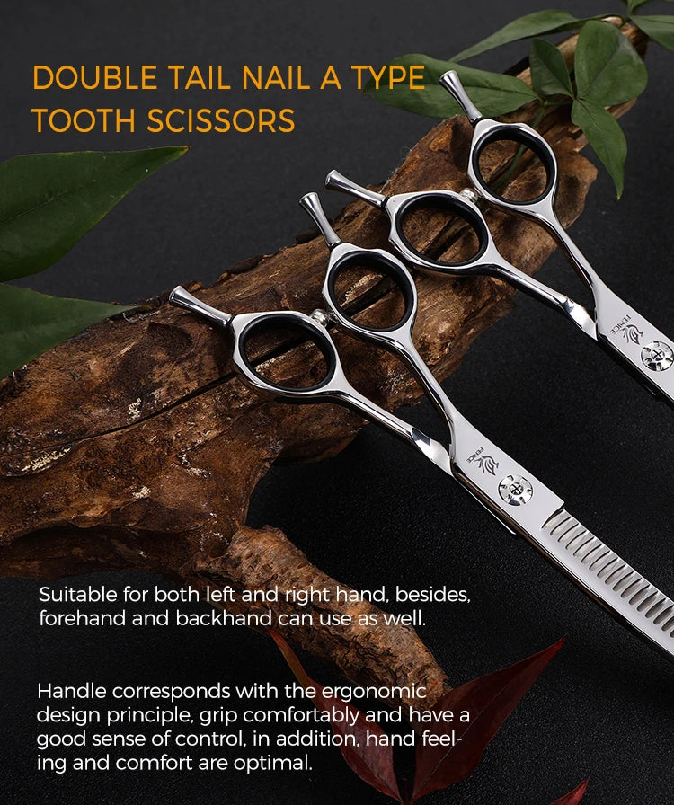 Fenice 7" Professional Left-Handed Dog Grooming Scissors – JP 440C Stainless Steel