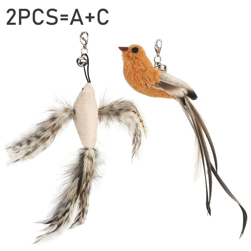 Feather Bird Cat Teaser Toy Set (2 Pack)