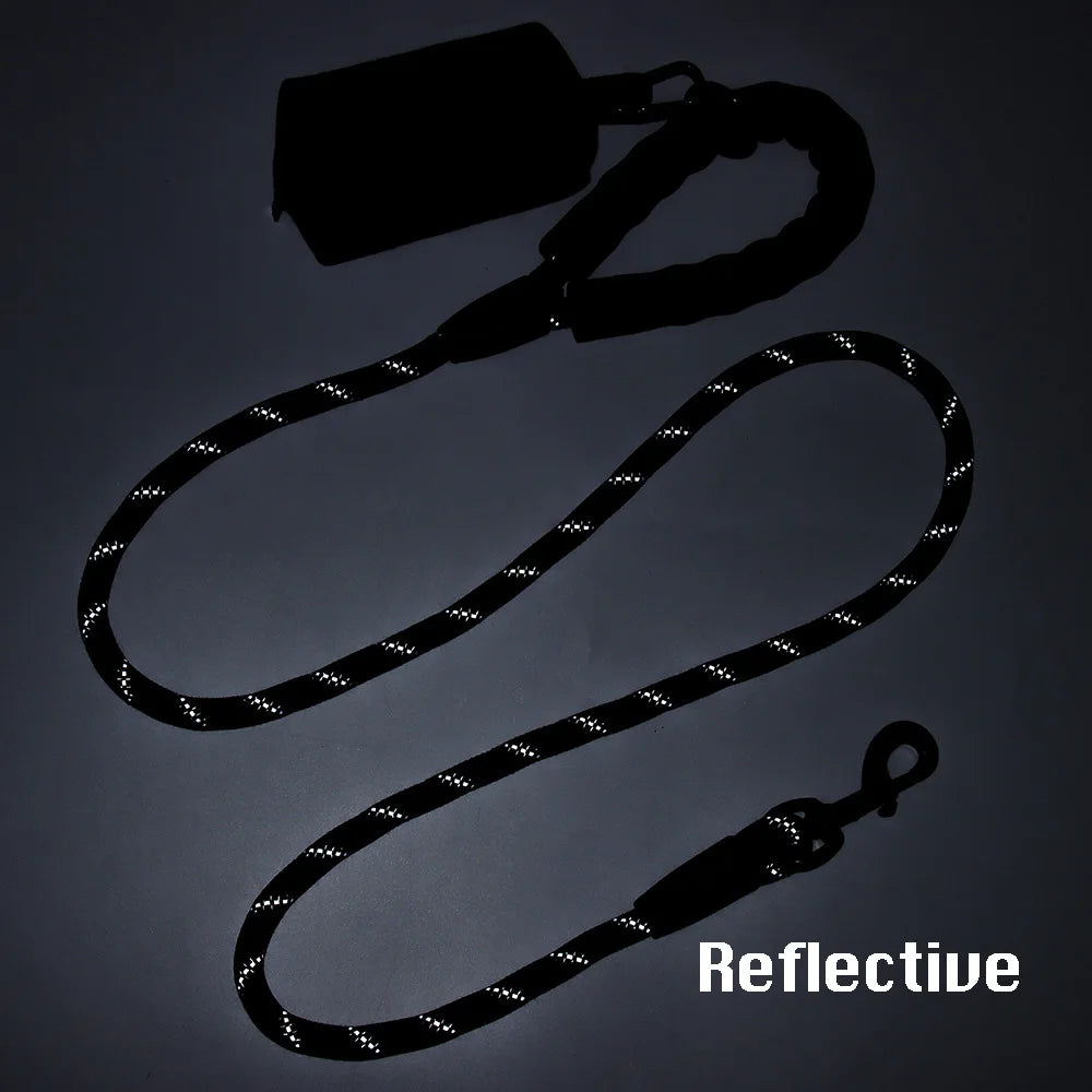 Reflective Dog Leash with Poop Bag Dispenser