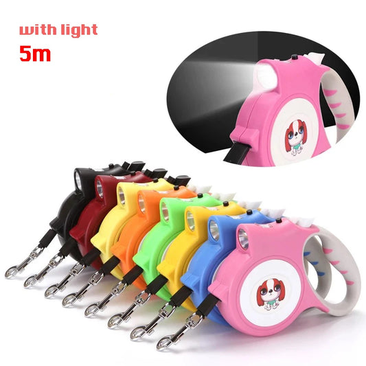 Retractable Dog Leash with Detachable LED Flashlight