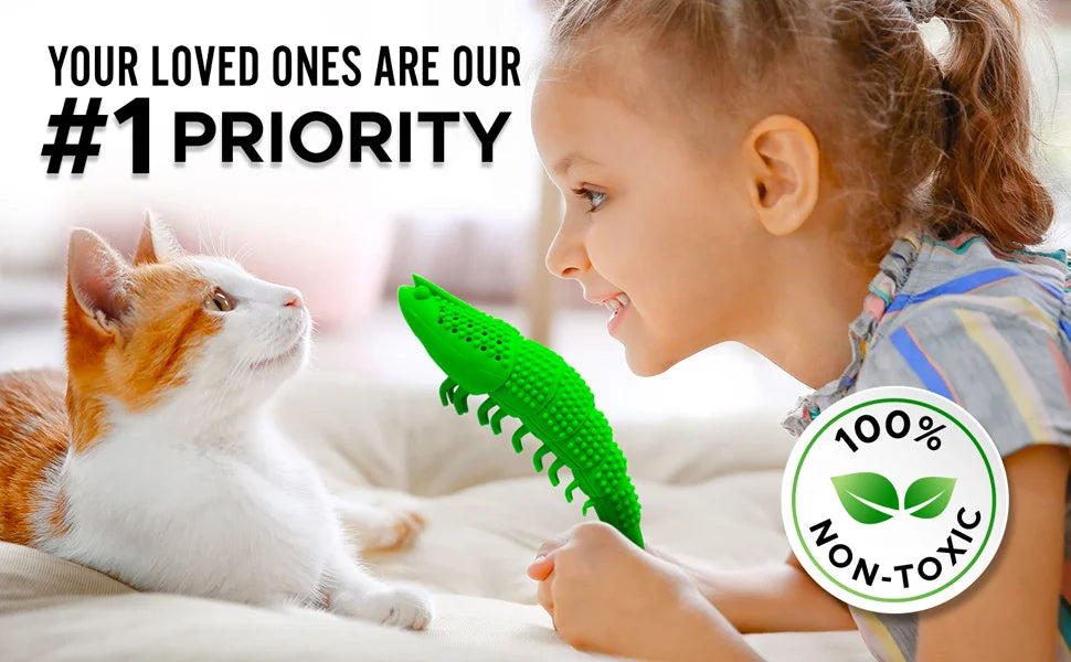 Interactive Cat Toothbrush Chew Toy - Durable Rubber Dental Care and Treat Dispenser