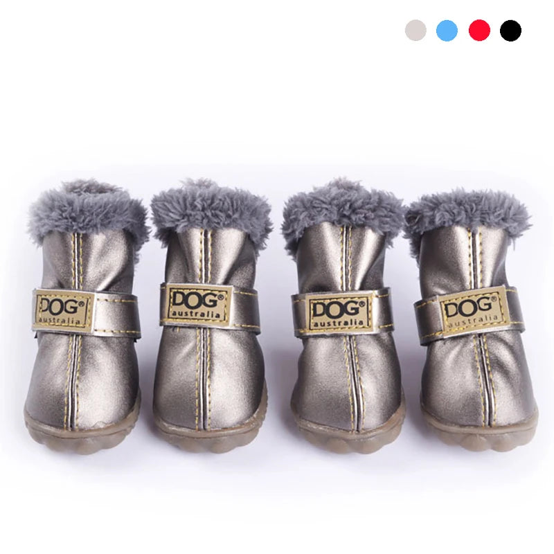 Waterproof Winter Dog Boots – Warm Anti-Slip Cotton Shoes for Small Dogs (Set of 4)