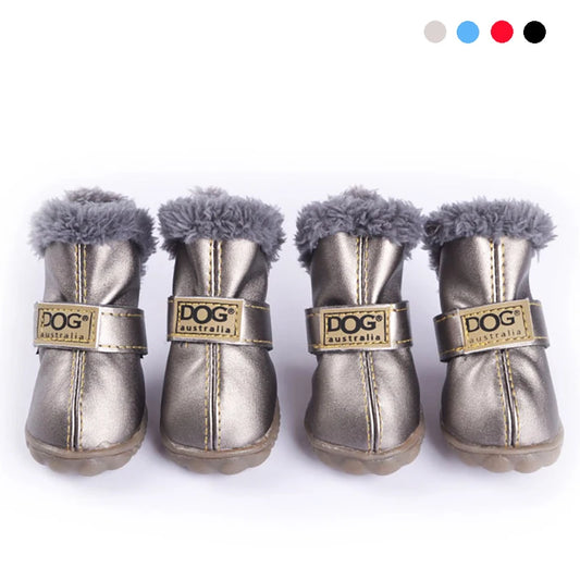 Waterproof Winter Dog Boots – Warm Anti-Slip Cotton Shoes for Small Dogs (Set of 4)