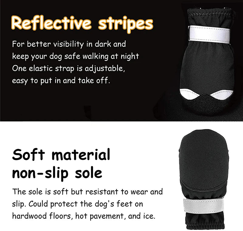 Waterproof Reflective Dog Boots with PVC Soles