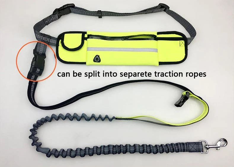 Hands-Free Running Dog Leash Set with Waist Bag & Reflective Belt