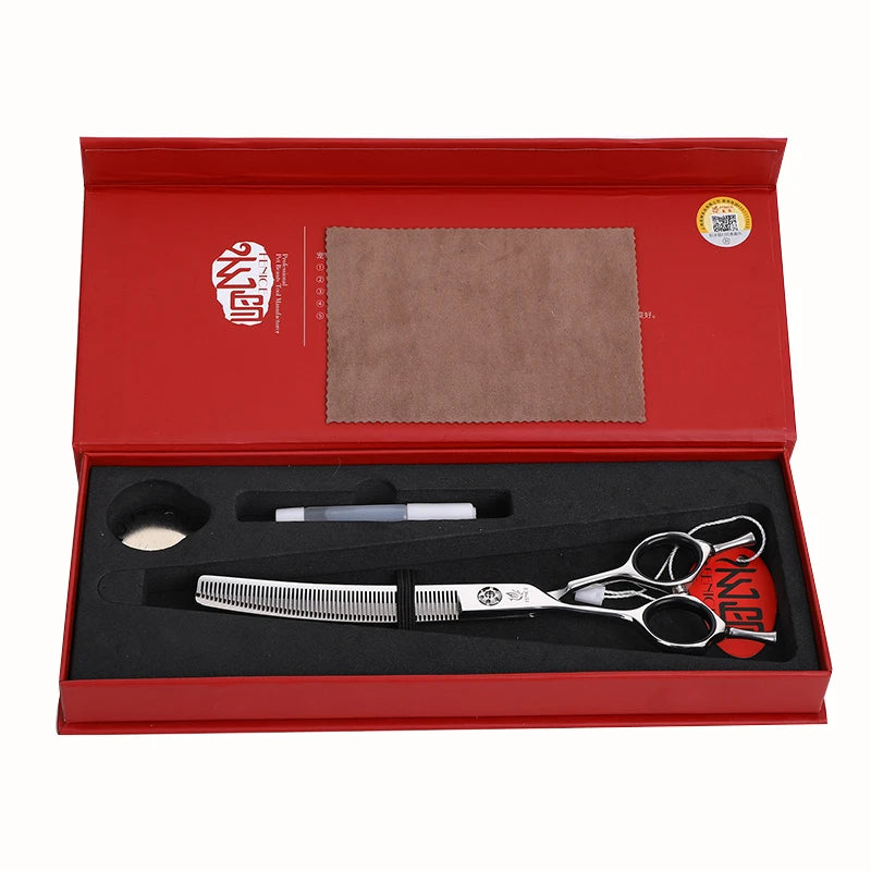 Fenice 7" Professional Left-Handed Dog Grooming Scissors – JP 440C Stainless Steel