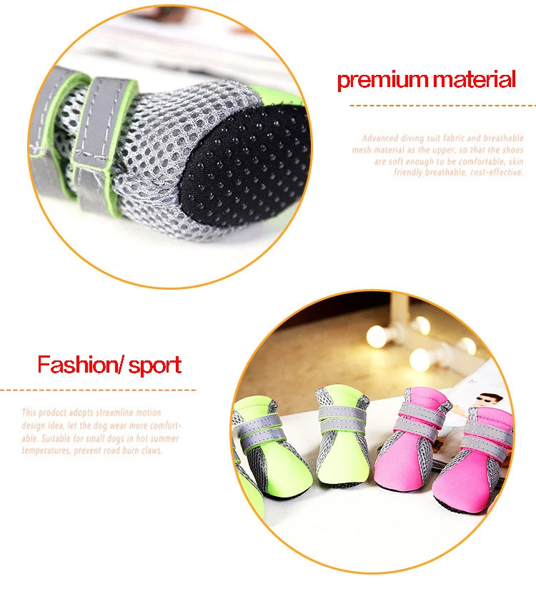Breathable Reflective Dog Walking Boots – Set of 4