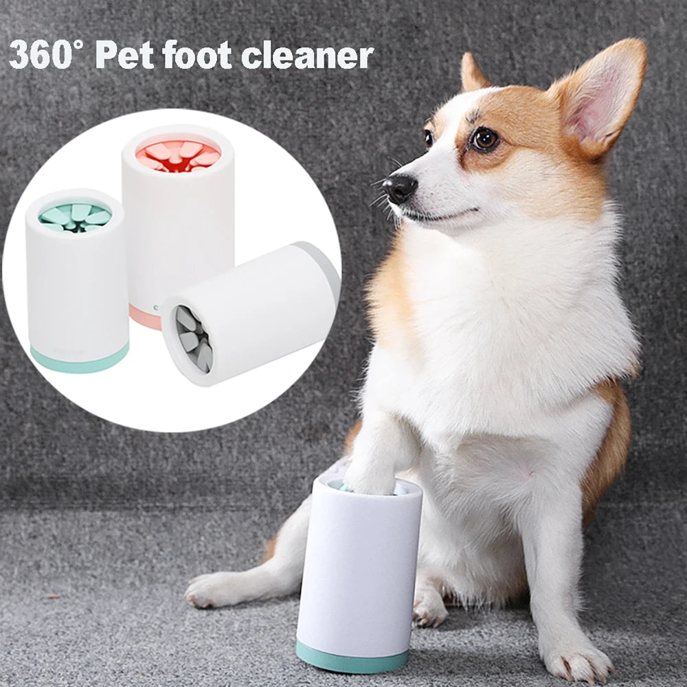 Portable Pet Paw Cleaner Cup with Soft Silicone Brush for Dogs & Cats