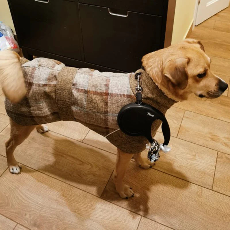 Plaid Fleece Winter Jacket for Medium & Large Dogs
