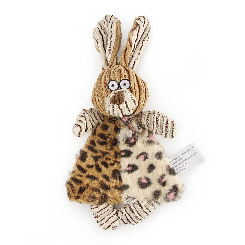 Corduroy Squeaky Dog Toy — Rabbit, Mouse & Cow Designs