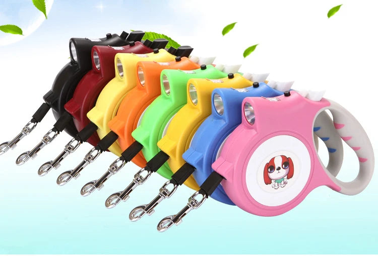 Retractable Dog Leash with Detachable LED Flashlight