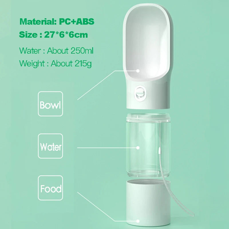 2-in-1 Pet Travel Water Bottle & Food Dispenser